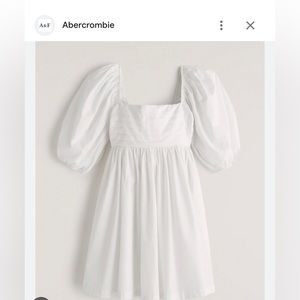 Abercrombie Ruched Puff Sleeve White Mini Dress